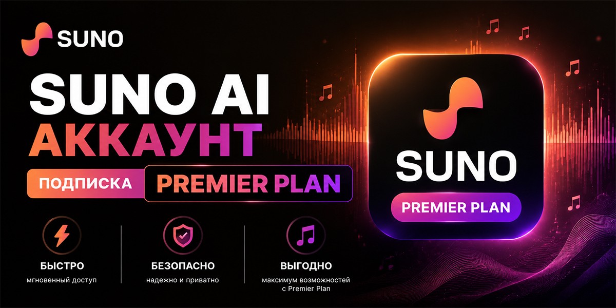 SUNO AI - аккаунт с подпиской "Premier Plan" на 1 месяц